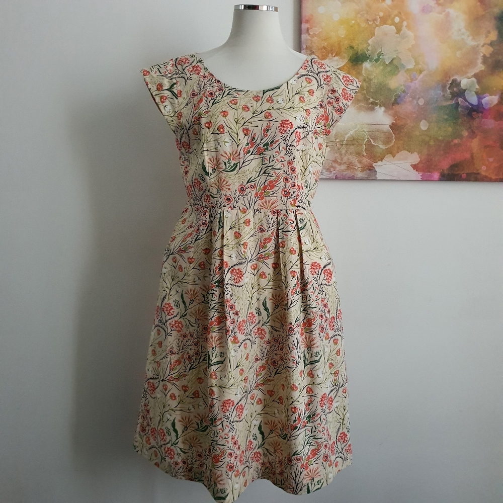 MahaShe Size 16 Cream Cap Sleeve Fit and Flare Dress with Pockets NWOT - Picture 13 of 13